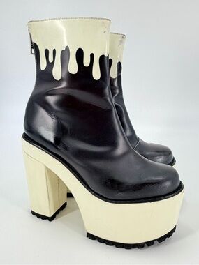 Current Mood Glow In The Dark Chunky Platform Rave Heels Lava Boots 7 FLAWS